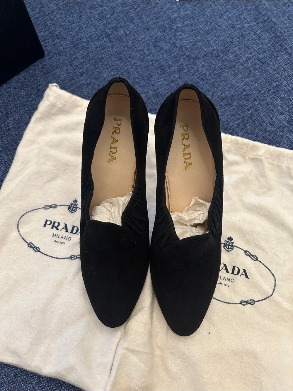 Prada Black Suede Pointed Toe Heels